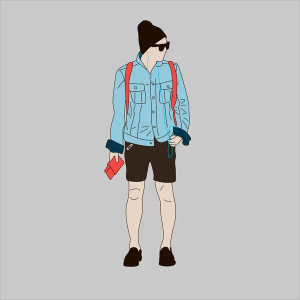 Vektorillustration Der Straßenmode Von Kpop Straßen Idole Der Koreaner Kpop — Stockvektor