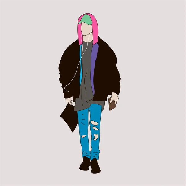 Vector Illustration Kpop Street Fashion 약자이다 한국인의 길거리 아이돌 Kpop — 스톡 벡터