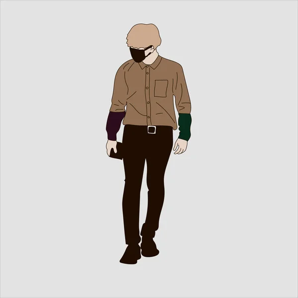 Vector Illustration Kpop Street Fashion 약자이다 한국인의 길거리 아이돌 청바지를 — 스톡 벡터