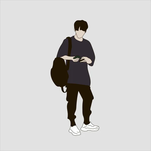 Vector Illustration Kpop Street Fashion 약자이다 한국인의 길거리 아이돌 청바지와 — 스톡 벡터