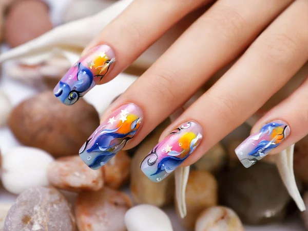 Diseño de uñas de mar . — Foto de Stock