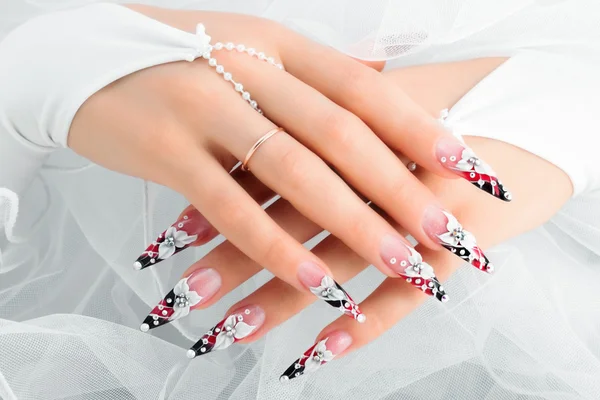 EchiQ Pink Heart Long Square Fake Nails Lovely Swirl India | Ubuy