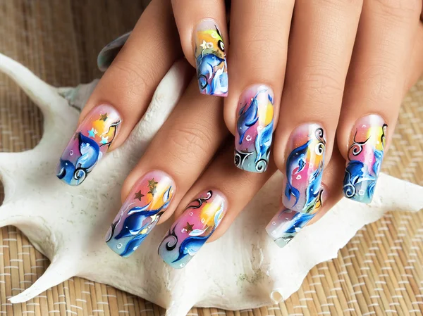 Nails sea design. — Stock Photo, Image