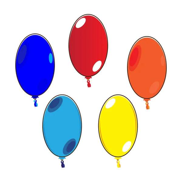 Anniversaire Ballon Dessin Animé Avec Cinq Variations Couleur Eps Vecteur — Image vectorielle