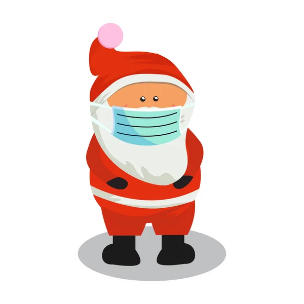 Santa Claus Usando Una Máscara Durante Covid Con Diseño Eps — Vector de stock