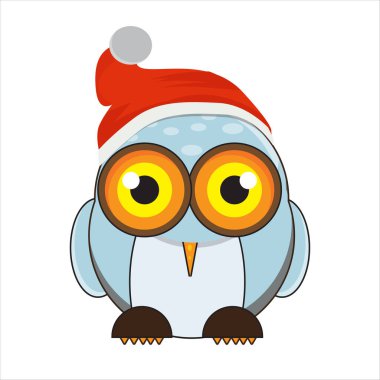 Baykuş Noel şapkası takıyor.