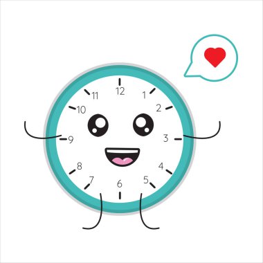Şirin kawai çalar saat maskotu çizimi