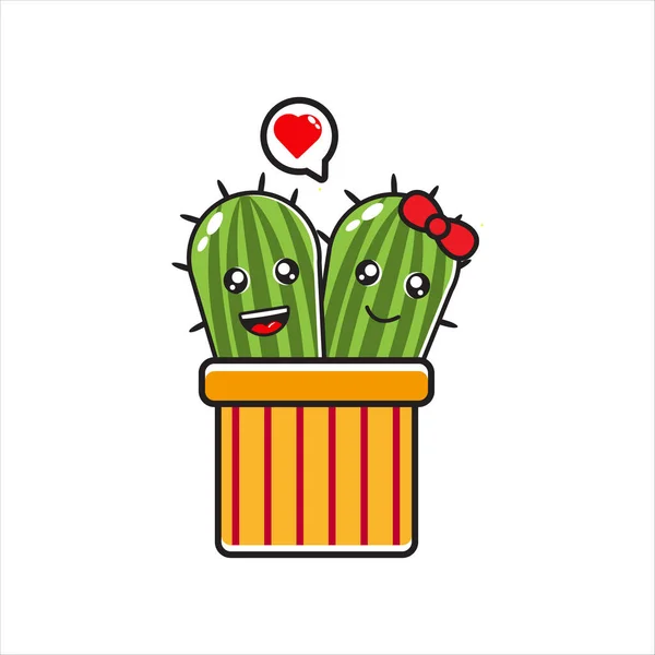 Mascotte Cactus Illustration Amour — Image vectorielle