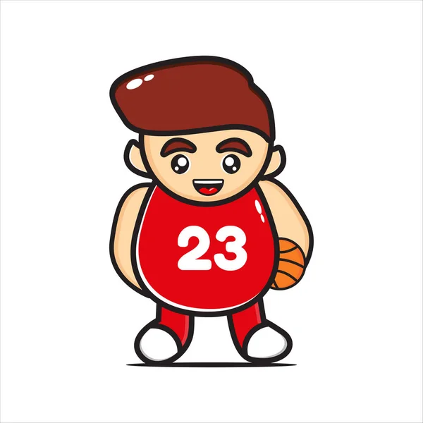 吉祥物可爱男孩篮球运动员病媒 — 图库矢量图片