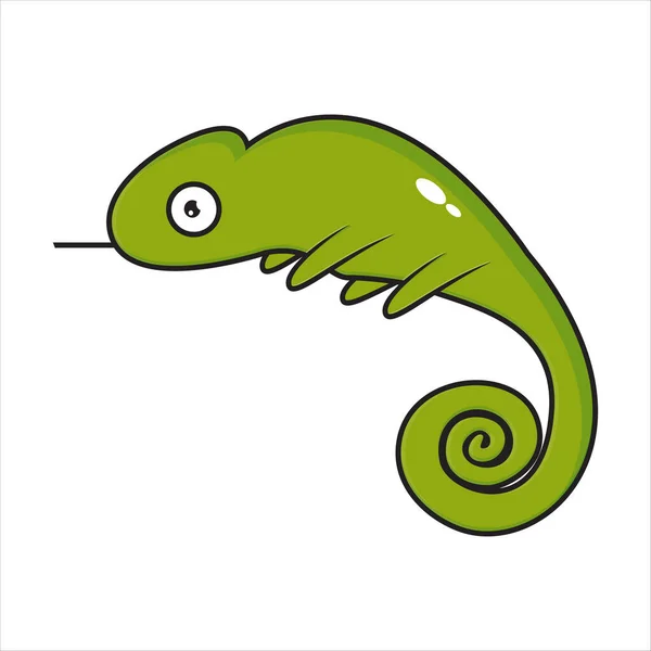 Groene Kameleon Mascotte Ontwerp Witte Achtergrond — Stockvector