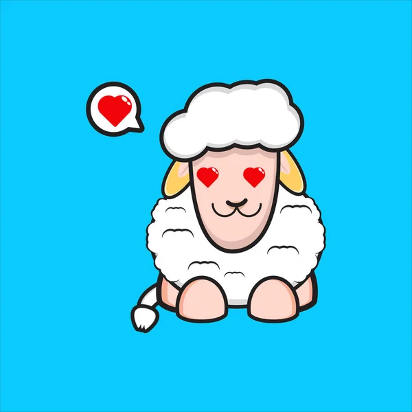 Projeto Mascote Ovelhas Com Olhos Amor — Vetor de Stock