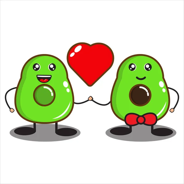 Illustration Mascotte Mignon Avocat Fruit Couple Vecteur Design Eps — Image vectorielle