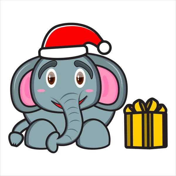 Mascota Elefante Niño Lindo Diseño Vectores Navidad Eps — Vector de stock