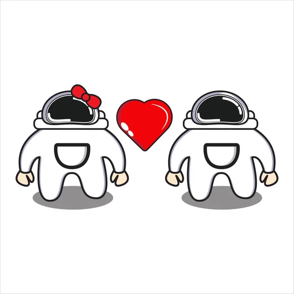 Couple Astronautes Mignon Sur Conception Vectorielle Saint Valentin Eps — Image vectorielle