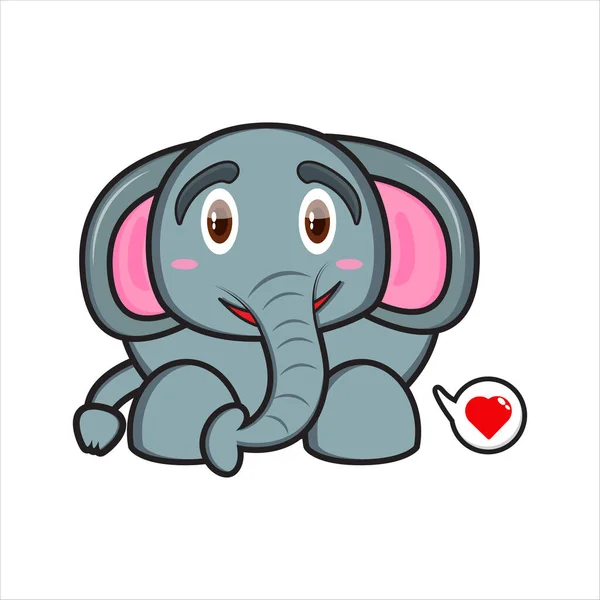 Cute Baby Elephant Mascot Love Vector Design Eps — Stock Vector