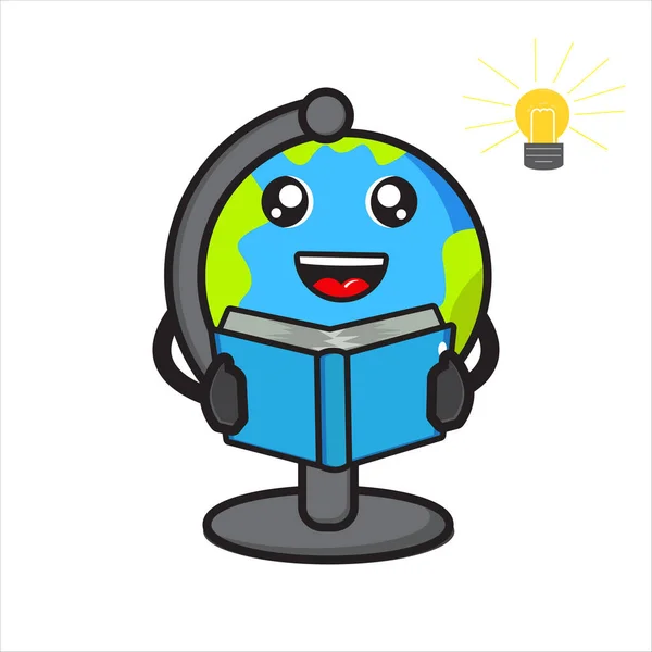 Mascot Globe Holding Book Vector Design Eps Stock Illustration