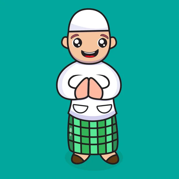 Muslim Male Cartoon Design Muslim Male Mascot Ramadan — Stock Vector