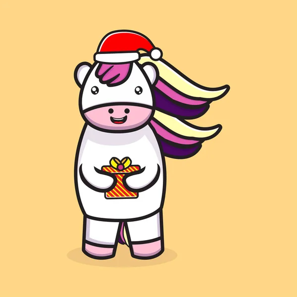 Unicornio Mascota Diseño Día Navidad Vector Eps — Vector de stock