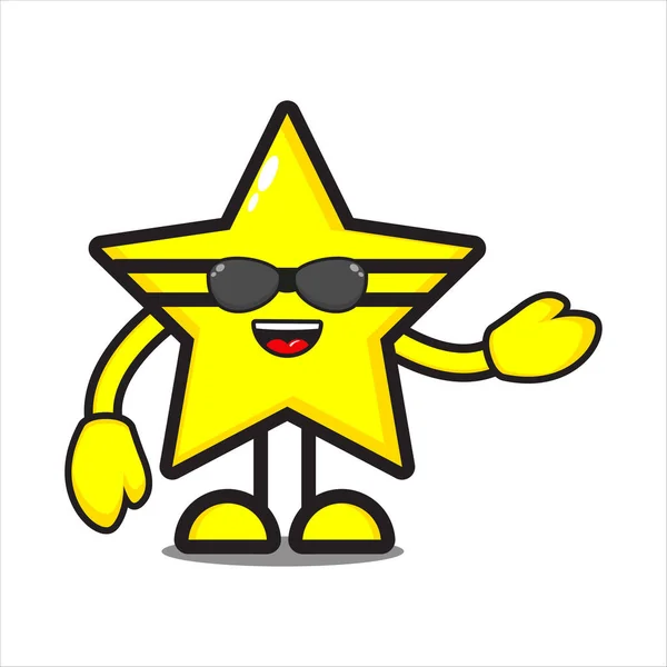 Mascota Estrella Con Gafas Dibujos Animados Personaje Estrella Vector Diseño — Vector de stock