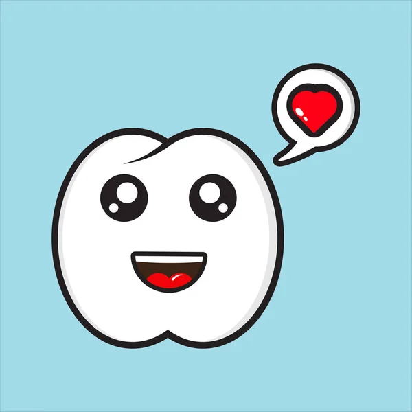 Χαριτωμένο Χαρακτήρα Μασκότ Αγάπη Χαρακτήρα Των Δοντιών Eps Διάνυσμα Λευκό — Διανυσματικό Αρχείο
