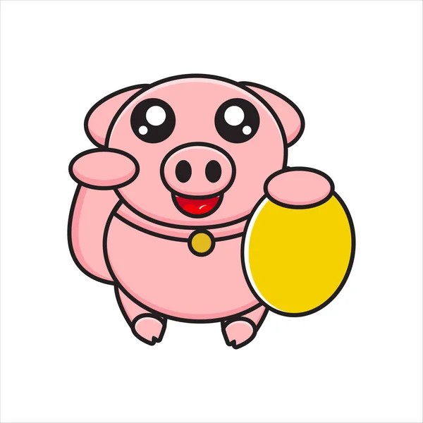 Mascotte Porc Chanceux Mignon Vecteur Eps — Image vectorielle