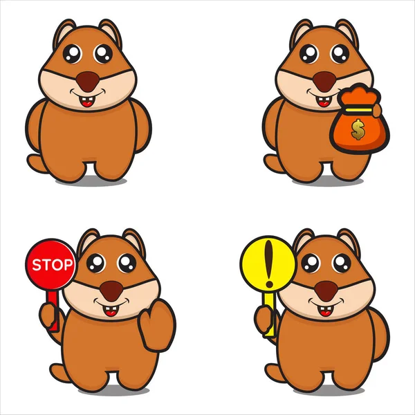 Cute Mascot Character Collection Squirrels Funny Characters Design Eps Vector Royalty Free Stock Vectors