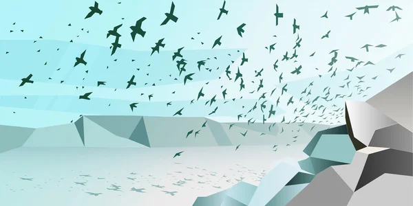 Doğa manzara kuşlar ile