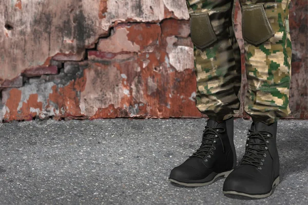 Sepatu tentara hitam Stok Gambar