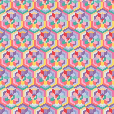 Tekstil ve baskı için zarif modaya uygun altıgen vektörsüz desen tasarımı. Soyut geometrik şekilli tekrarlayan doku. Değiştirilmiş arkaplan.