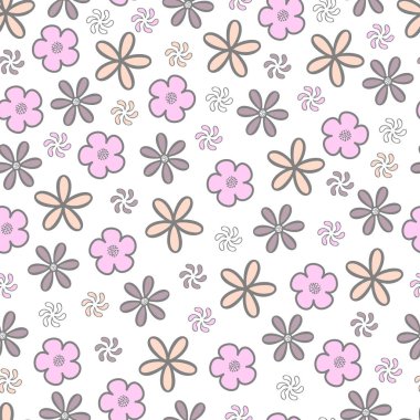 Trendy ornamental abstract doddle floral vector seamless pattern design for textile and printing. Modern ditsy flowers repeating texture background clipart