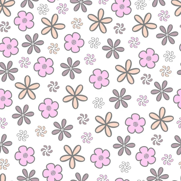 Trendiges Ornamentales Abstraktes Doddle Blumenvektor Nahtloses Muster Design Für Textilien lizenzfreie Stockillustrationen