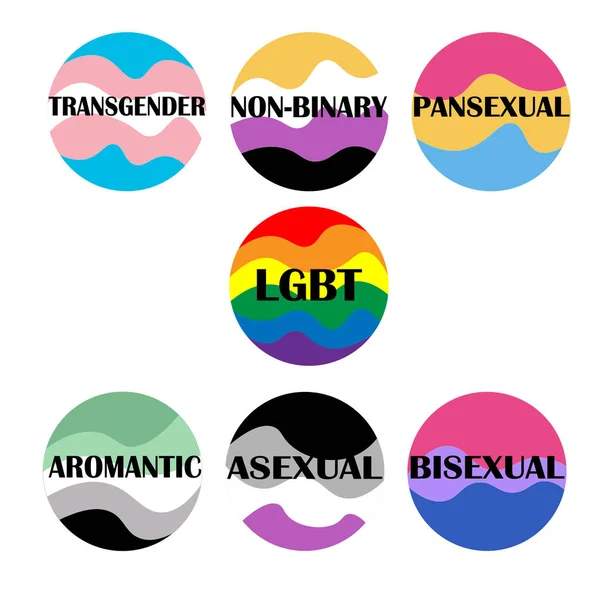 Cinsel Kimlik Için Gurur Bayrakları Onur Yürüyüşü Ikonları Koleksiyonu Vektör — Stok Vektör