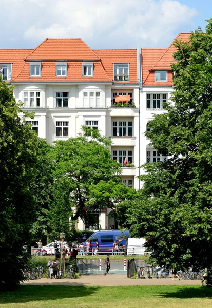 Berlin Tyskland Juni 2020 Utsikt Över Wilhelminian Stil Fasader Hasenheide — Stockfoto
