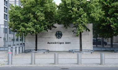 Berlin, Almanya, 20 Haziran 2021, Alman Dışişleri Bakanlığı 'nın giriş alanı..