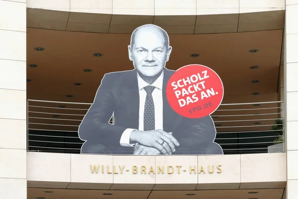 Berlín Alemania Agosto 2021 Cartel Campaña Electoral Willy Brandt House — Foto de Stock