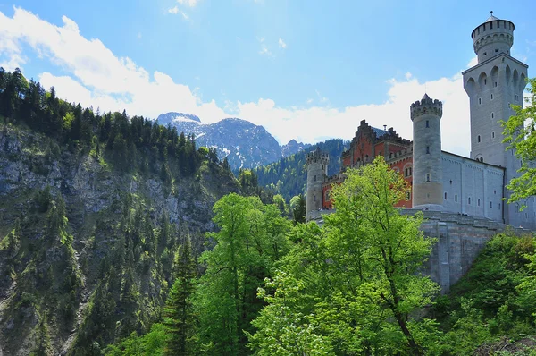 Castle neuschwanstein orman dağ — Stok fotoğraf