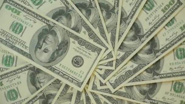 Spousta 100 Dolarů Bankovky Rotující Bezešvé Smyčce Zblízka Záběr Shora — Stock video