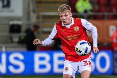 Kane Richardson of Rotherham United controls the ball during the The Vertu Trophy Northern Group E match Rotherham United vs Oldham Athletic at New York Stadium, Rotherham, United Kingdom, 7th October 2025 