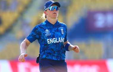 Heather Knight of England during the ICC Women's World Cup match England Women vs Bangladesh Women at ACA Barsapara Cricket Stadium, Guwahati, Assam/ India, 7th October 2025 