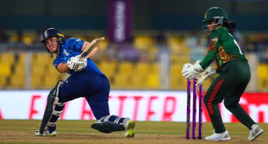 Nat Sciver Brunt (Captain) of England hits a four during the ICC Women's World Cup match England Women vs Bangladesh Women at ACA Barsapara Cricket Stadium, Guwahati, Assam/ India, 7th October 2025 