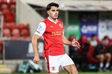 Kian Spence of Rotherham United during the The Vertu Trophy Northern Group E match Rotherham United vs Oldham Athletic at New York Stadium, Rotherham, United Kingdom, 7th October 2025 
