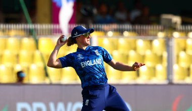 Emma Lamb of England during the ICC Women's World Cup match England Women vs Bangladesh Women at ACA Barsapara Cricket Stadium, Guwahati, Assam/ India, 7th October 2025 