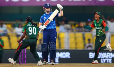 Heather Knight of England asking review of Marufa Akter of Bangladesh during the ICC Women's World Cup match England Women vs Bangladesh Women at ACA Barsapara Cricket Stadium, Guwahati, Assam/ India, 7th October 2025  