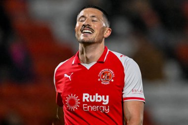 Ronan Coughlan of Fleetwood Town laughs during the The Vertu Trophy match Fleetwood Town vs Leeds United Academy at Highbury Stadium, Fleetwood, United Kingdom, 7th October 2025 