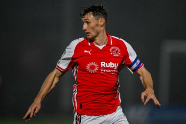 Matty Virtue of Fleetwood Town  with captain's armband during the The Vertu Trophy match Fleetwood Town vs Leeds United Academy at Highbury Stadium, Fleetwood, United Kingdom, 7th October 2025 