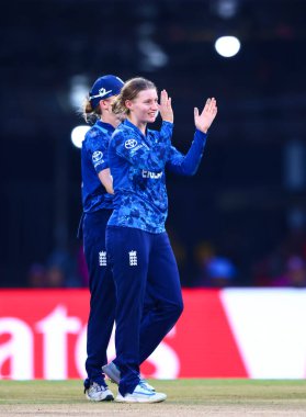 Charlie Dean of England diss missing Shorna Akter of Bangladesh during the ICC Women's World Cup match England Women vs Bangladesh Women at ACA Barsapara Cricket Stadium, Guwahati, Assam/ India, 7th October 2025 