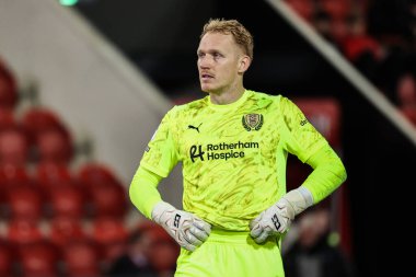 Cameron Dawson of Rotherham United during the The Vertu Trophy Northern Group E match Rotherham United vs Oldham Athletic at New York Stadium, Rotherham, United Kingdom, 7th October 2025 