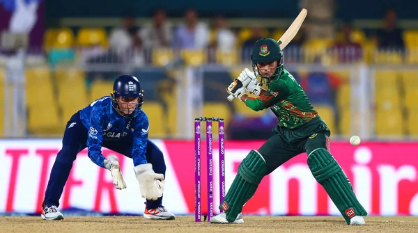 Rabeya Khan of Bangladesh hits a four during the ICC Women's World Cup match England Women vs Bangladesh Women at ACA Barsapara Cricket Stadium, Guwahati, Assam/ India, 7th October 2025 