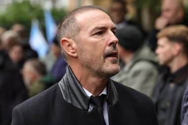 Paddy McGuinness arrives during Ricky Hatton' Funeral at Manchester Cathedral, Manchester, United Kingdom, 10th October 2025 