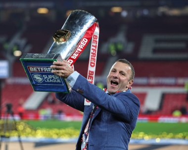 Willie Peters Head Coach of Hull KR with the Grand Final Trophy  during the 2025 Betfred Super League Grand Final Hull KR v Wigan Warriors at Old Trafford, Manchester, United Kingdom, 11th October 2025 
